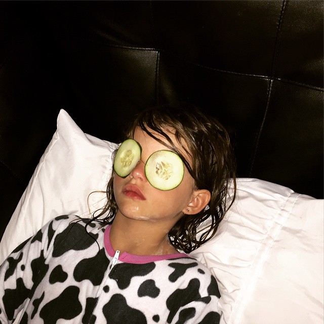 Boo recovering from her eight-hours-in-the-pool eyes.