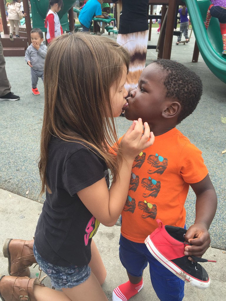 Sharing candy floss.
