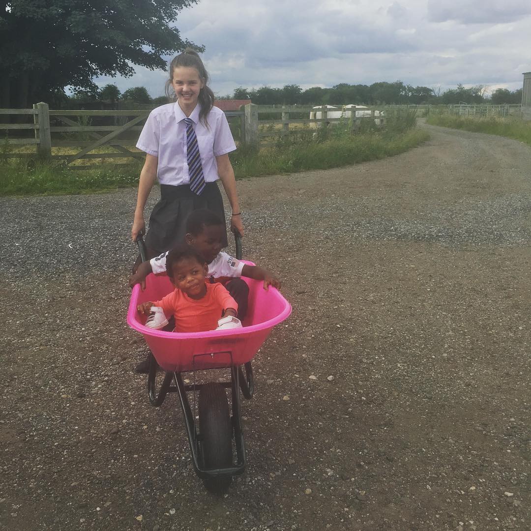 Barrow of kids.
