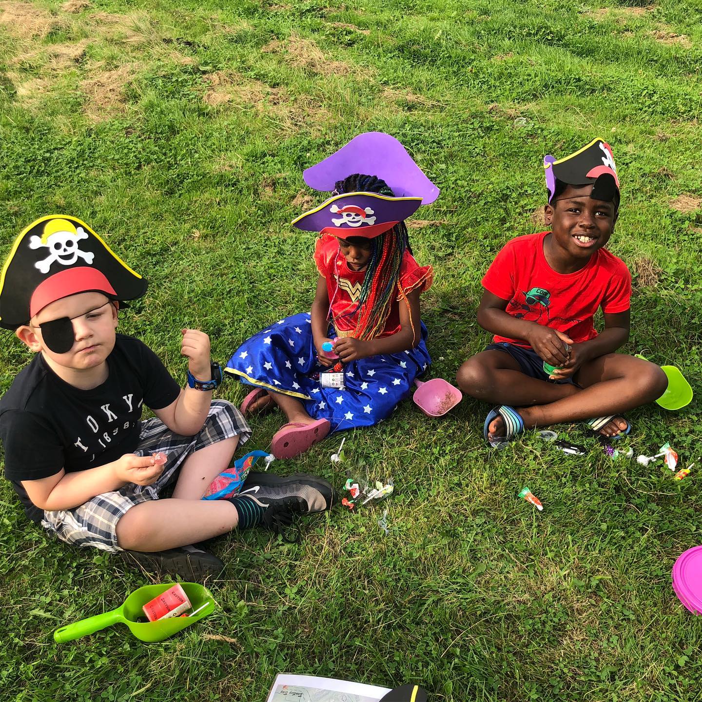We buried our treasure but some little pirates found the map and dug it up.